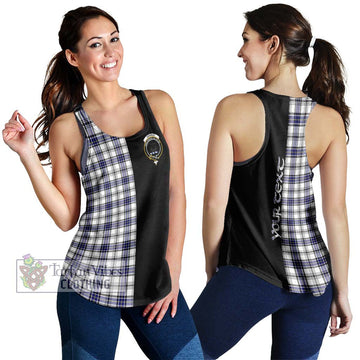 Hannay Tartan Women's Racerback Tanks with Family Crest and Half Of Me Style