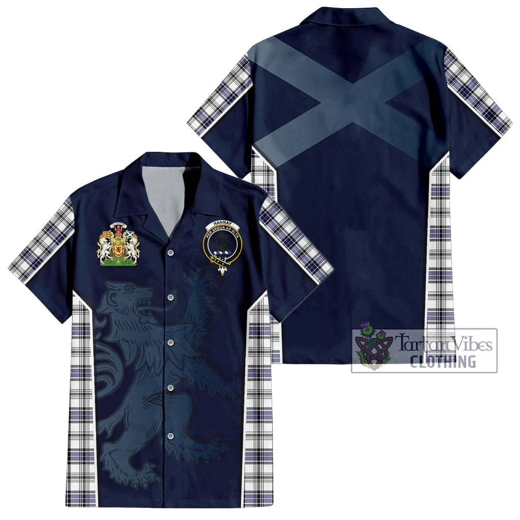 Hannay Tartan Short Sleeve Button Shirt with Family Crest and Lion Rampant Vibes Sport Style Kid - Tartan Vibes Clothing