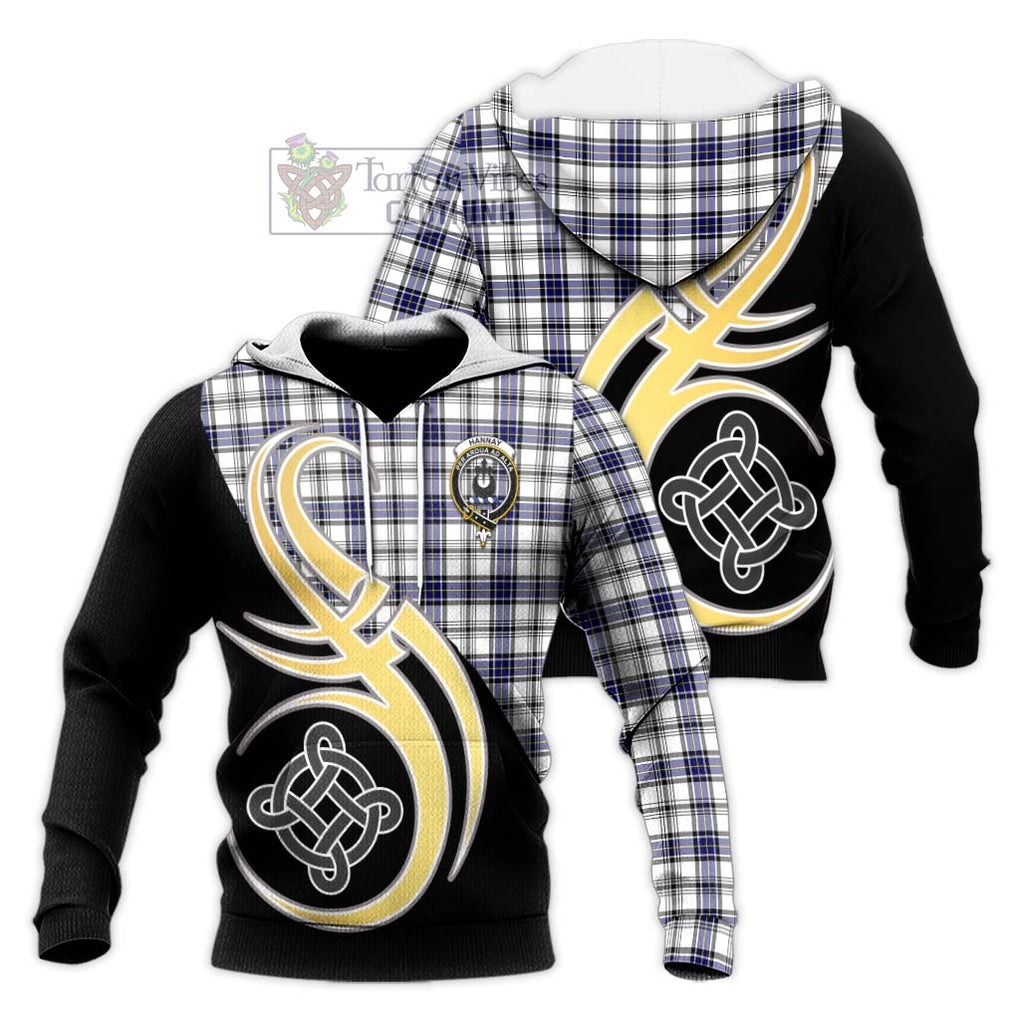 Hannay Tartan Knitted Hoodie with Family Crest and Celtic Symbol Style Unisex Knitted Pullover Hoodie - Tartan Vibes Clothing