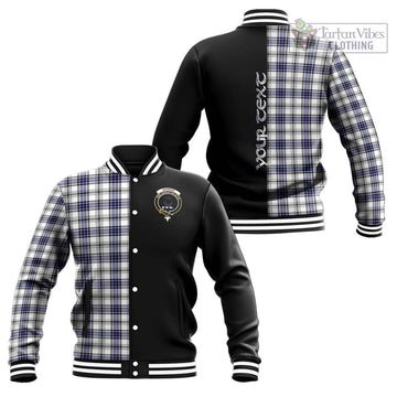 Hannay Tartan Baseball Jacket with Family Crest and Half Of Me Style