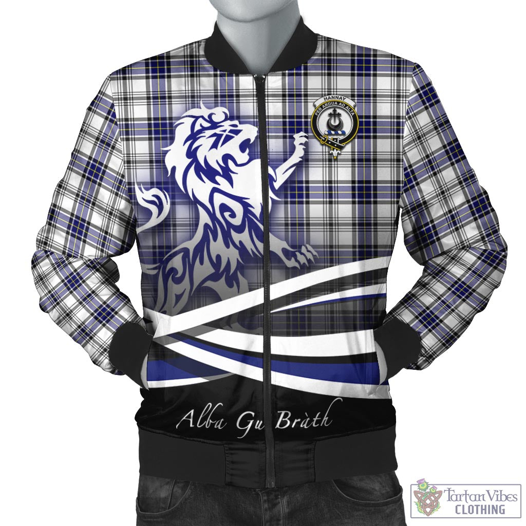 Tartan Vibes Clothing Hannay Modern Tartan Bomber Jacket with Alba Gu Brath Regal Lion Emblem