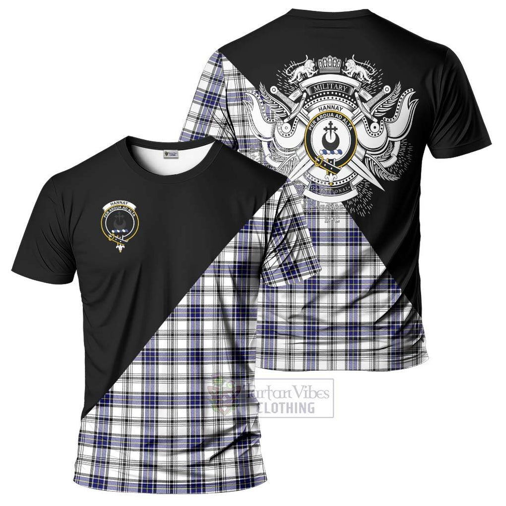 Hannay Tartan T-Shirt with Family Crest and Military Logo Style Kid's Shirt - Tartanvibesclothing Shop