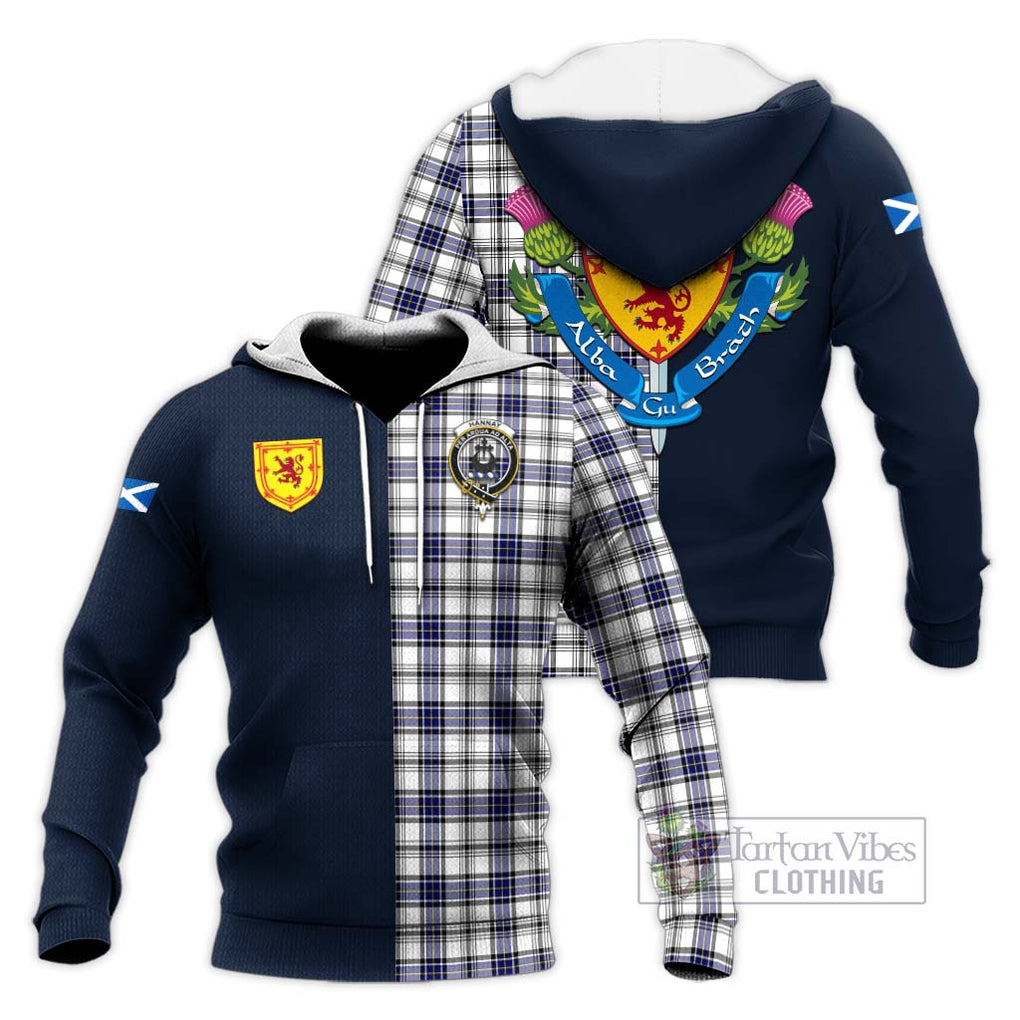 Tartan Vibes Clothing Hannay Modern Tartan Knitted Hoodie with Scottish Lion Royal Arm Half Style