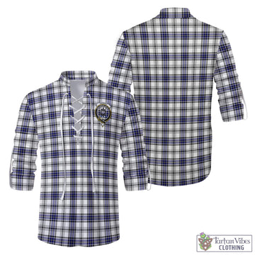 Hannay Tartan Men's Scottish Traditional Jacobite Ghillie Kilt Shirt with Family Crest