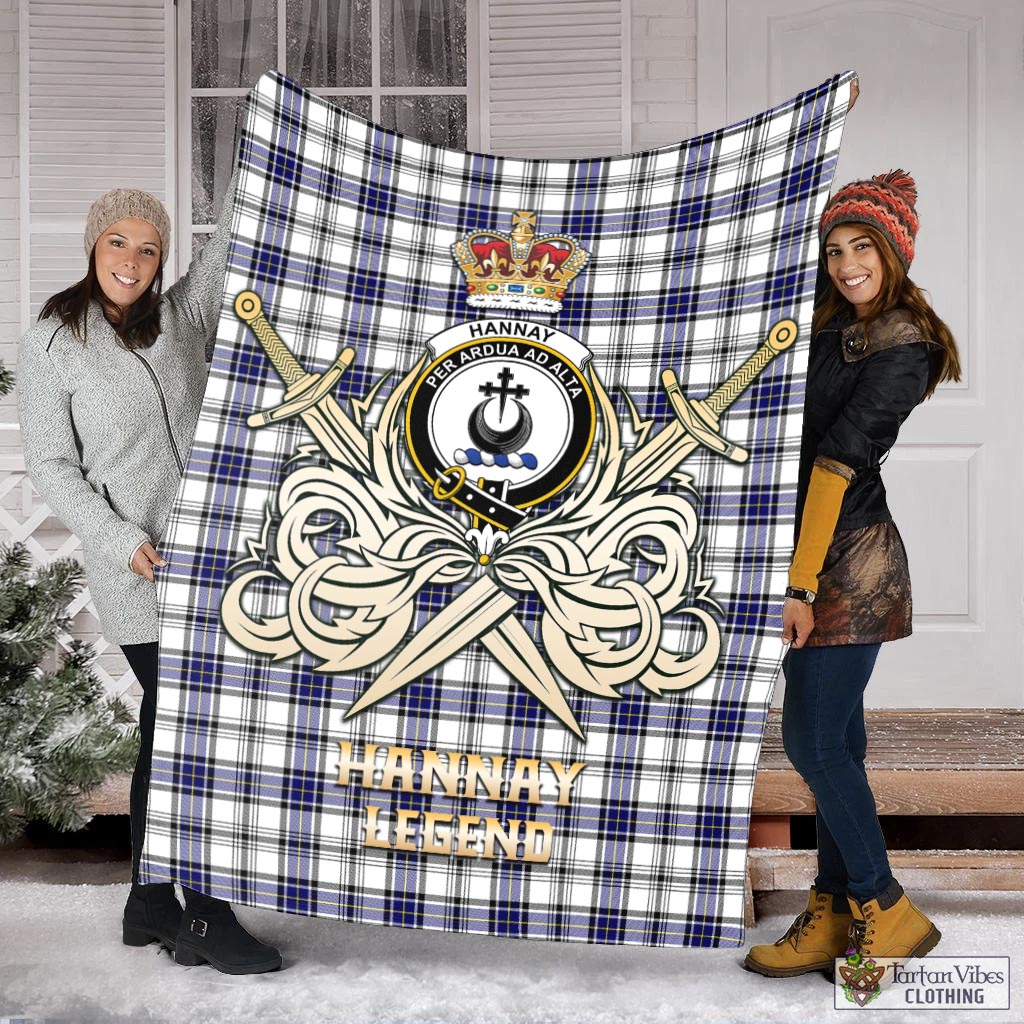 Tartan Vibes Clothing Hannay Modern Tartan Blanket with Clan Crest and the Golden Sword of Courageous Legacy