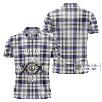 Hannay Tartan Zipper Polo Shirt with Family Crest DNA In Me Style