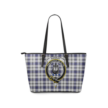 Hannay Tartan Leather Tote Bag with Family Crest