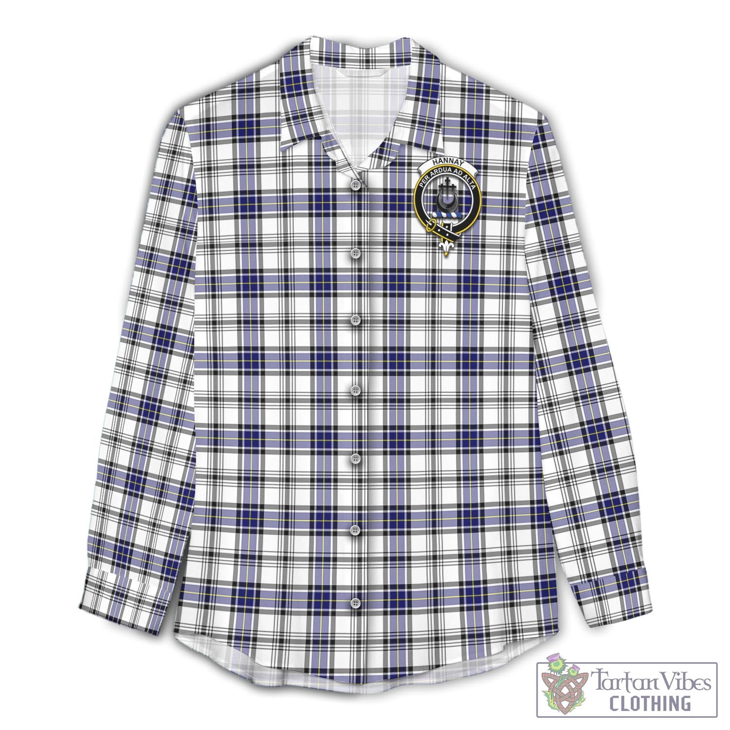 Tartan Vibes Clothing Hannay Modern Tartan Womens Casual Shirt with Family Crest