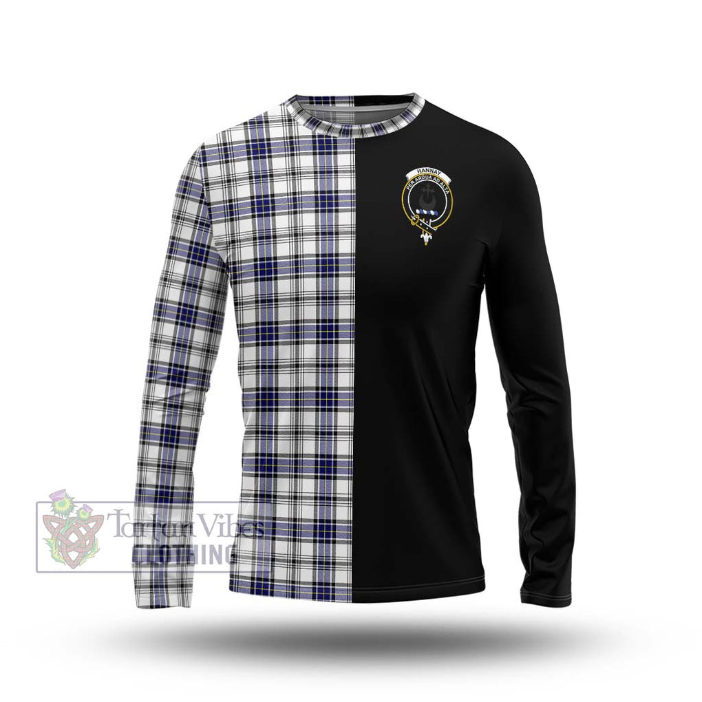 Hannay Tartan Long Sleeve T-Shirt with Family Crest and Half Of Me Style Unisex - Tartanvibesclothing Shop