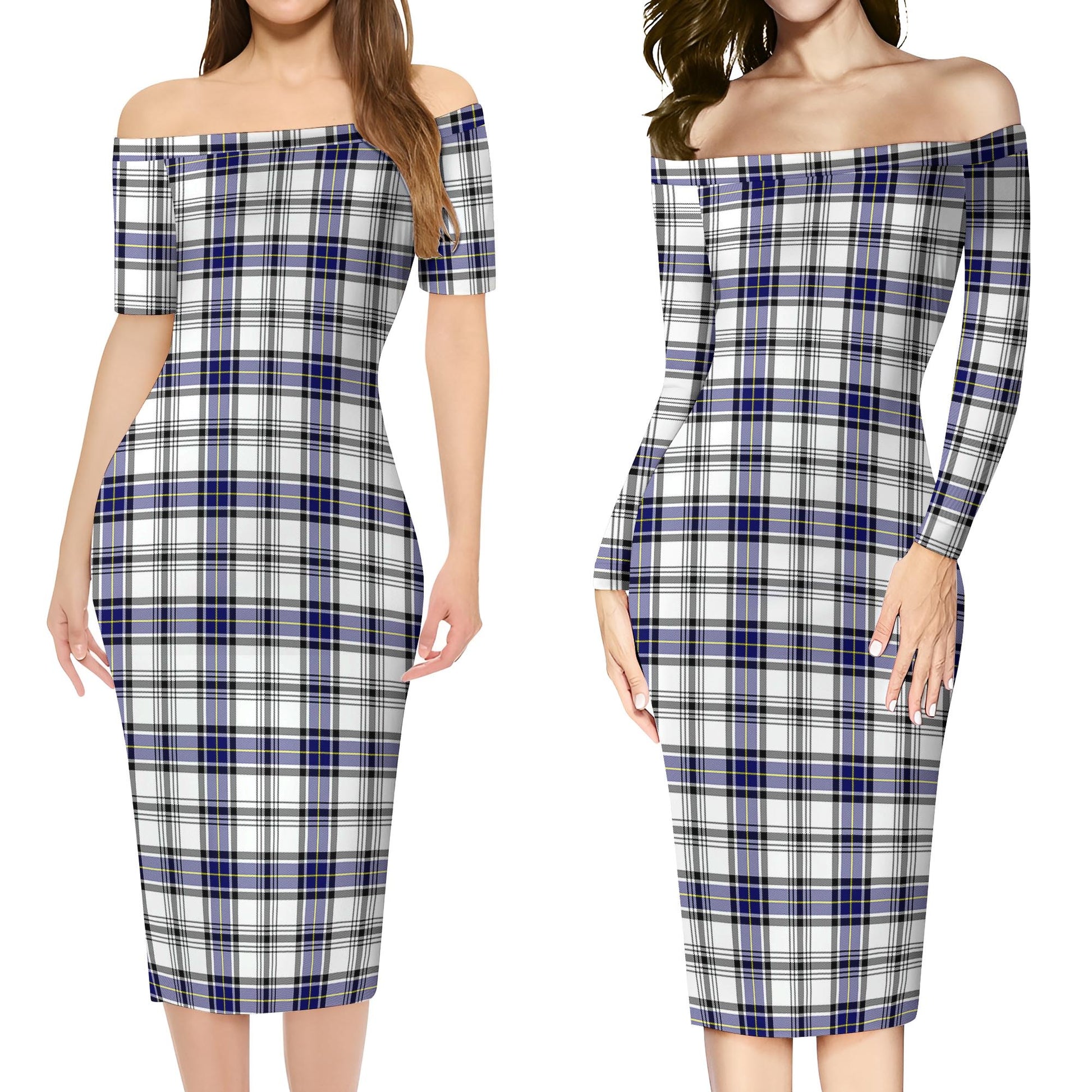 Hannay Modern Tartan Off Shoulder Lady Dress Women's Dress - Tartanvibesclothing