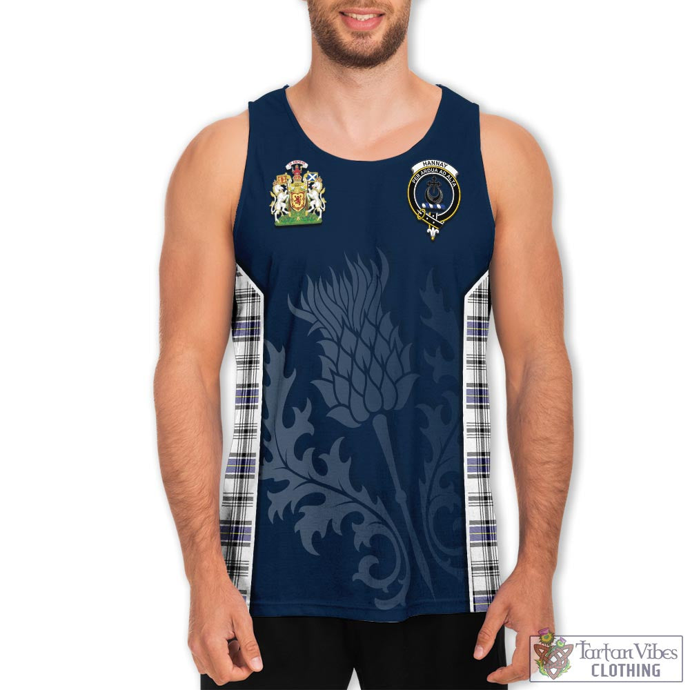 Tartan Vibes Clothing Hannay Modern Tartan Men's Tanks Top with Family Crest and Scottish Thistle Vibes Sport Style