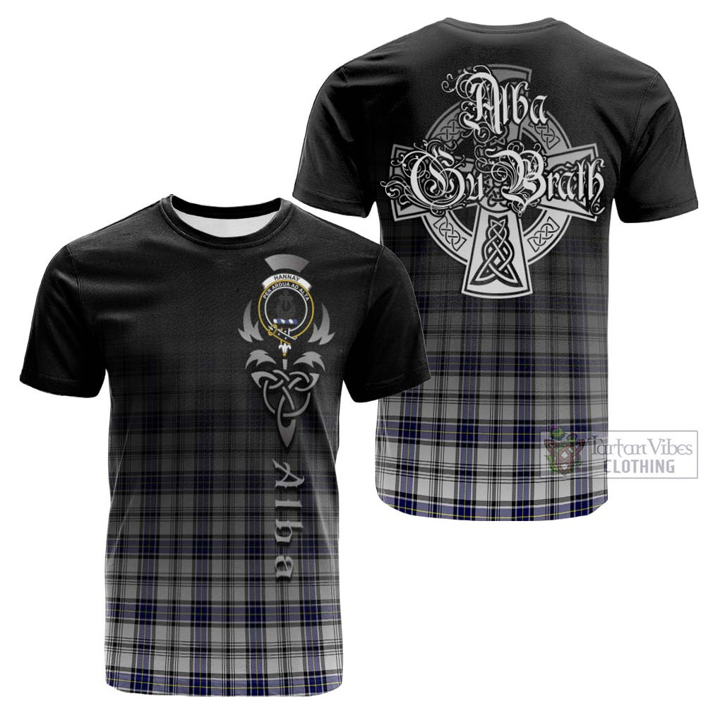 Tartan Vibes Clothing Hannay Modern Tartan Cotton T-shirt Featuring Alba Gu Brath Family Crest Celtic Inspired