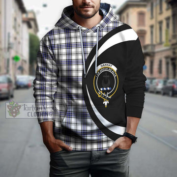 Hannay Tartan Hoodie with Family Crest Circle Style