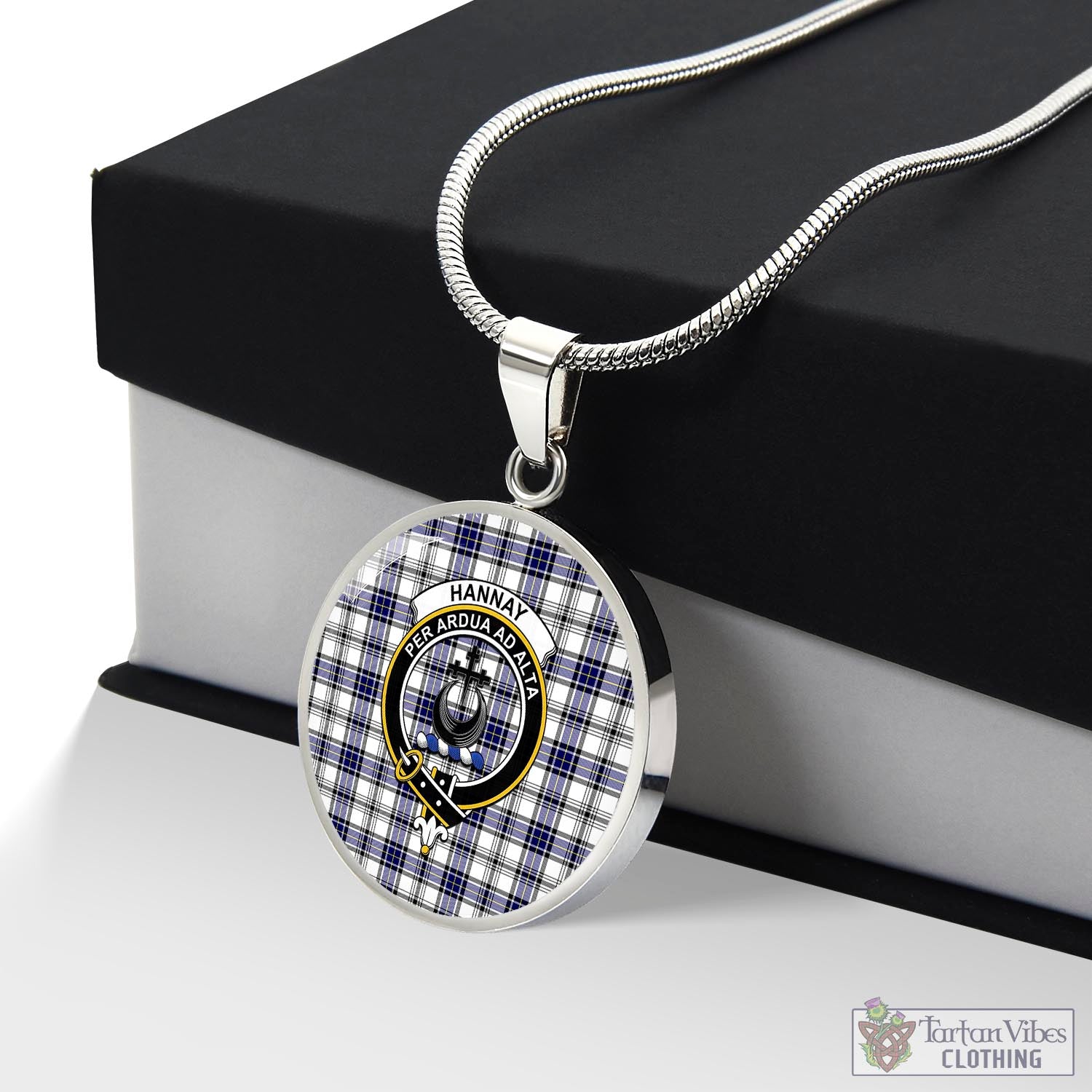 Tartan Vibes Clothing Hannay Modern Tartan Circle Necklace with Family Crest