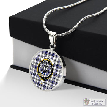 Hannay Modern Tartan Circle Necklace with Family Crest