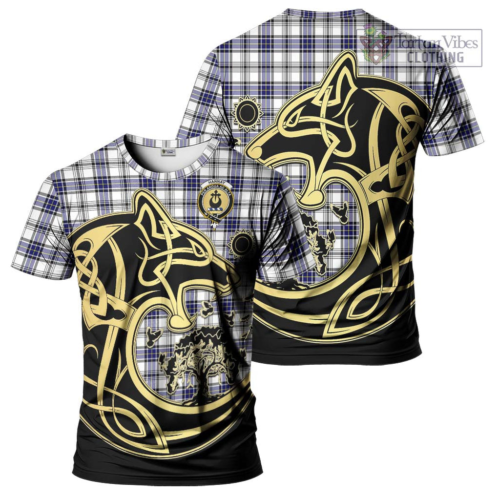 Hannay Tartan T-Shirt with Family Crest Celtic Wolf Style Kid's Shirt - Tartan Vibes Clothing