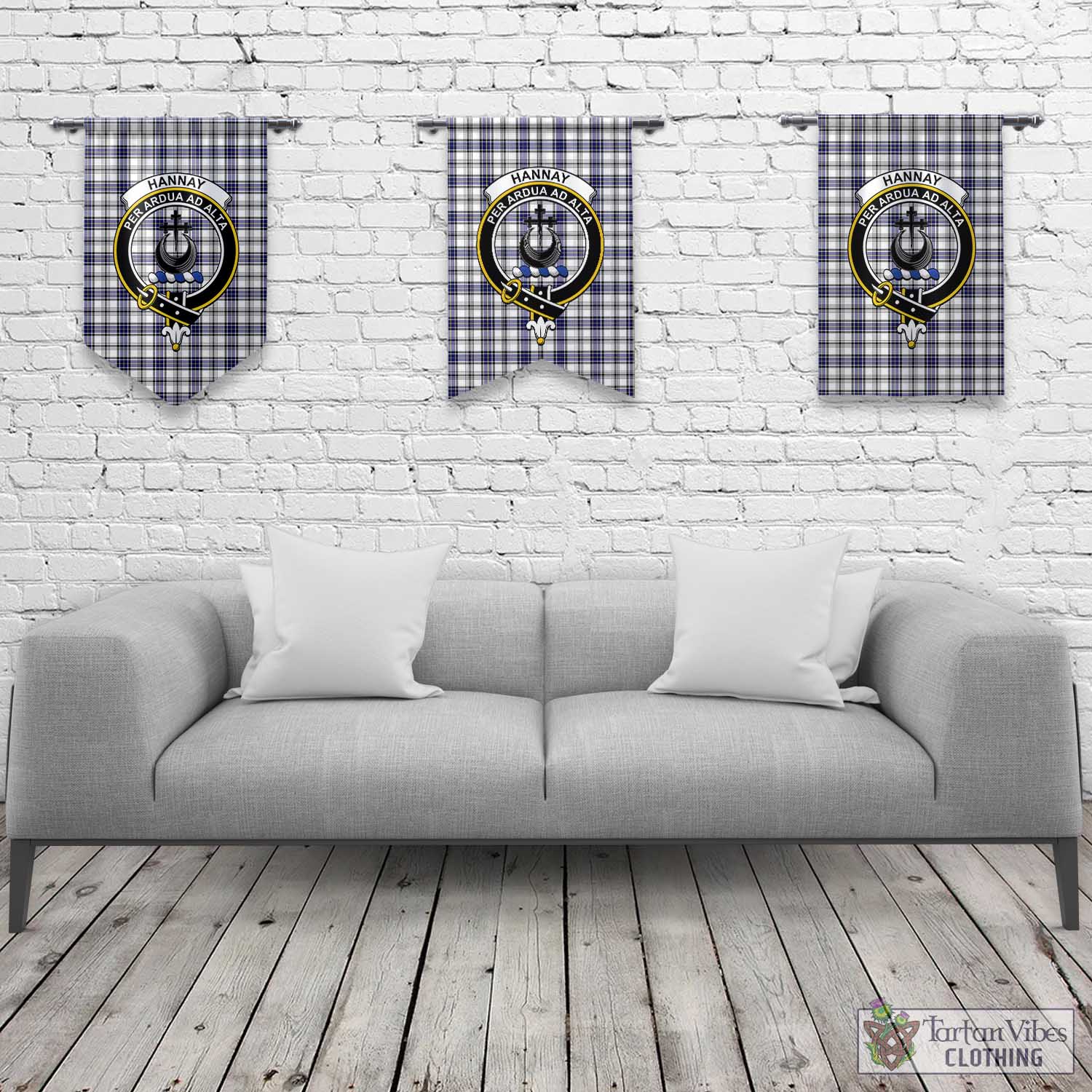 Tartan Vibes Clothing Hannay Modern Tartan Gonfalon, Tartan Banner with Family Crest