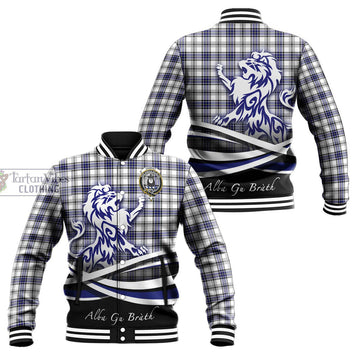 Hannay Tartan Baseball Jacket with Alba Gu Brath Regal Lion Emblem