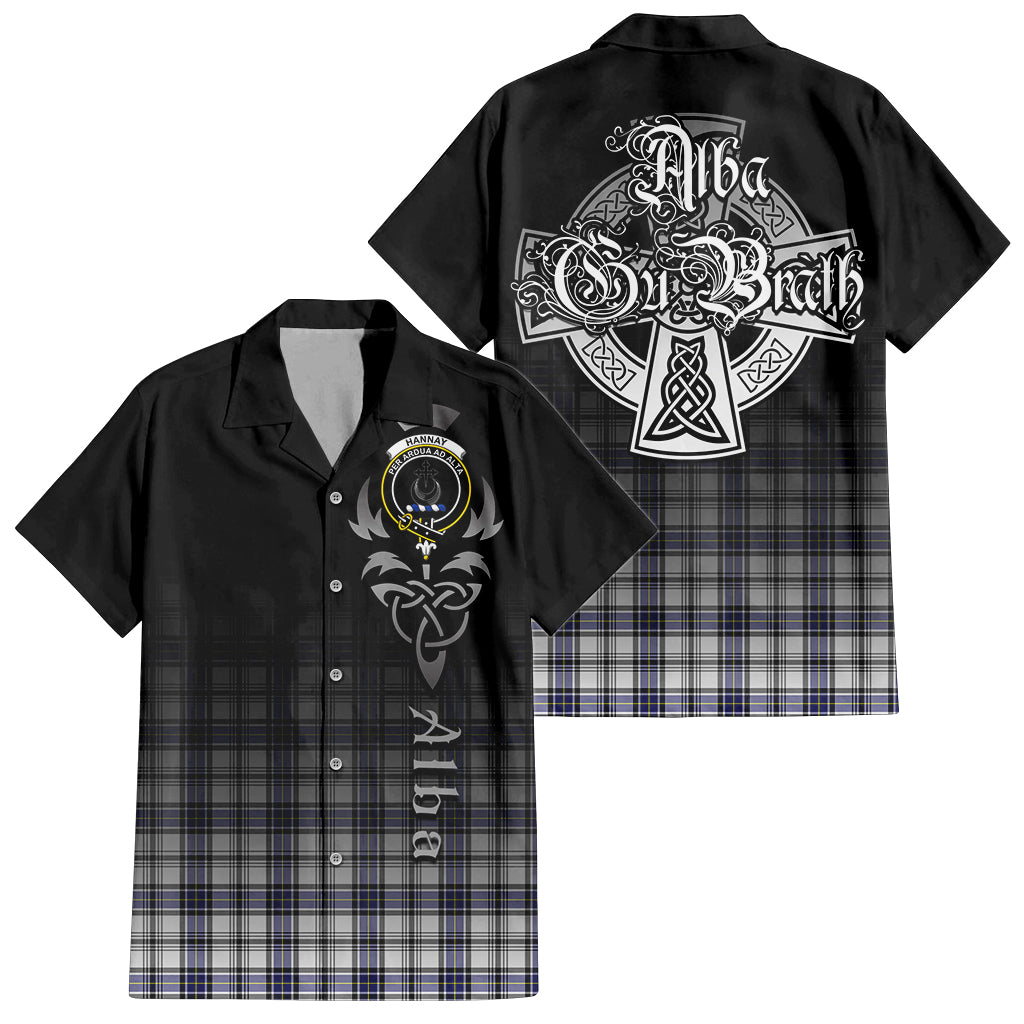 Tartan Vibes Clothing Hannay Modern Tartan Short Sleeve Button Up Featuring Alba Gu Brath Family Crest Celtic Inspired