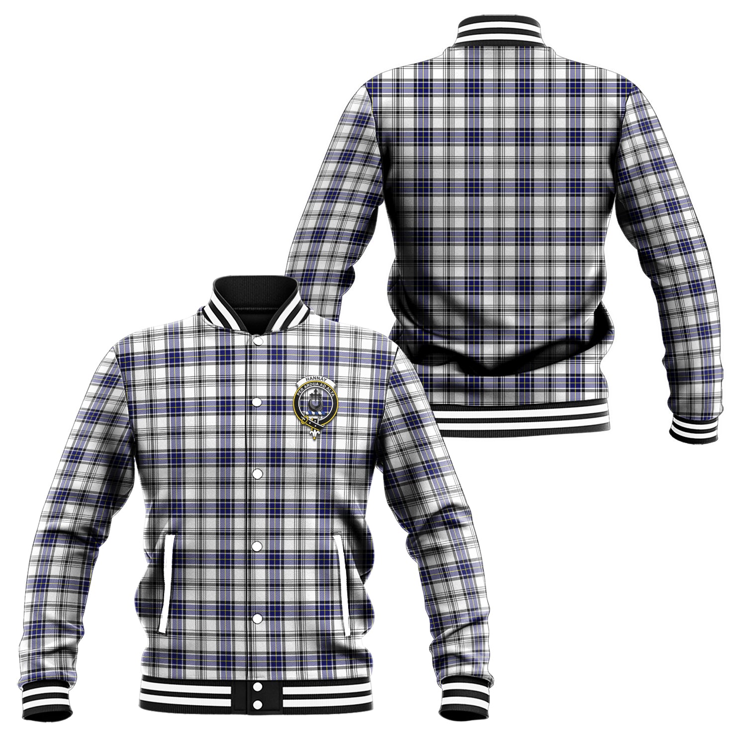 Hannay Tartan Baseball Jacket with Family Crest Unisex - Tartan Vibes Clothing