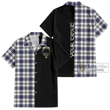 Hannay Tartan Short Sleeve Button Shirt with Family Crest and Half Of Me Style