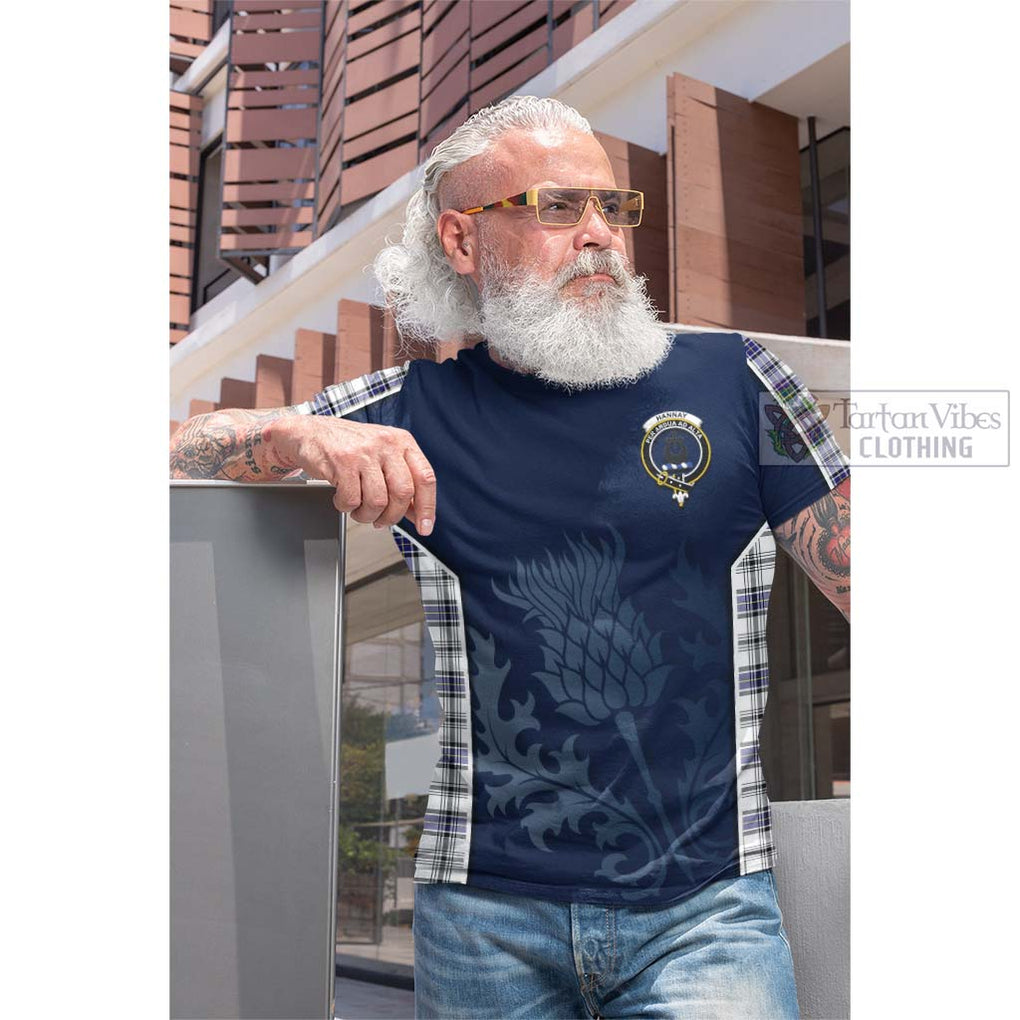 Tartan Vibes Clothing Hannay Modern Tartan Cotton T-shirt with Family Crest and Scottish Thistle Vibes Sport Style