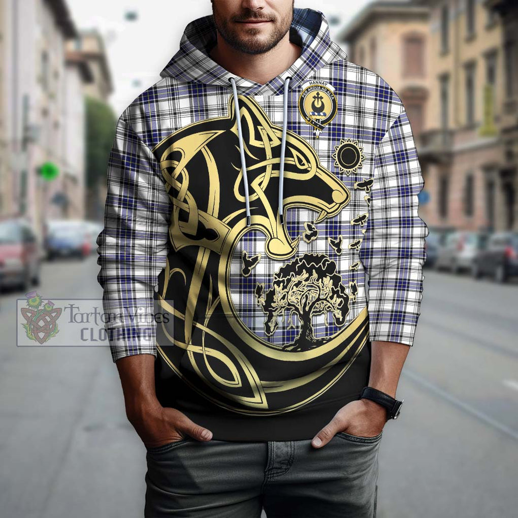 Hannay Tartan Hoodie with Family Crest Celtic Wolf Style Zip Hoodie - Tartan Vibes Clothing