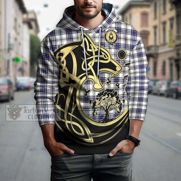 Hannay Tartan Hoodie with Family Crest Celtic Wolf Style