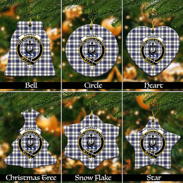 Hannay Tartan Christmas Ceramic Ornaments with Family Crest