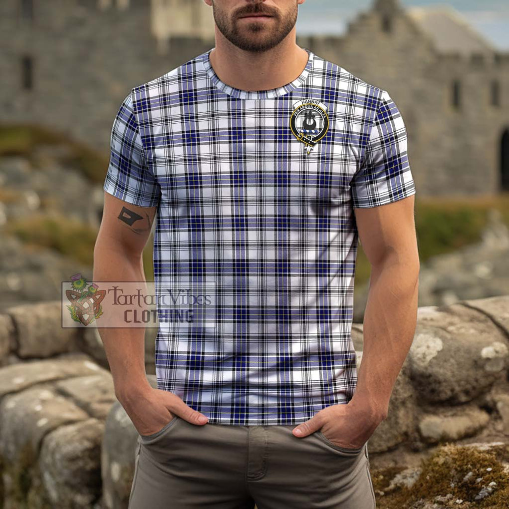 Hannay Tartan Cotton T-Shirt with Family Crest Men's Shirt - Tartanvibesclothing Shop