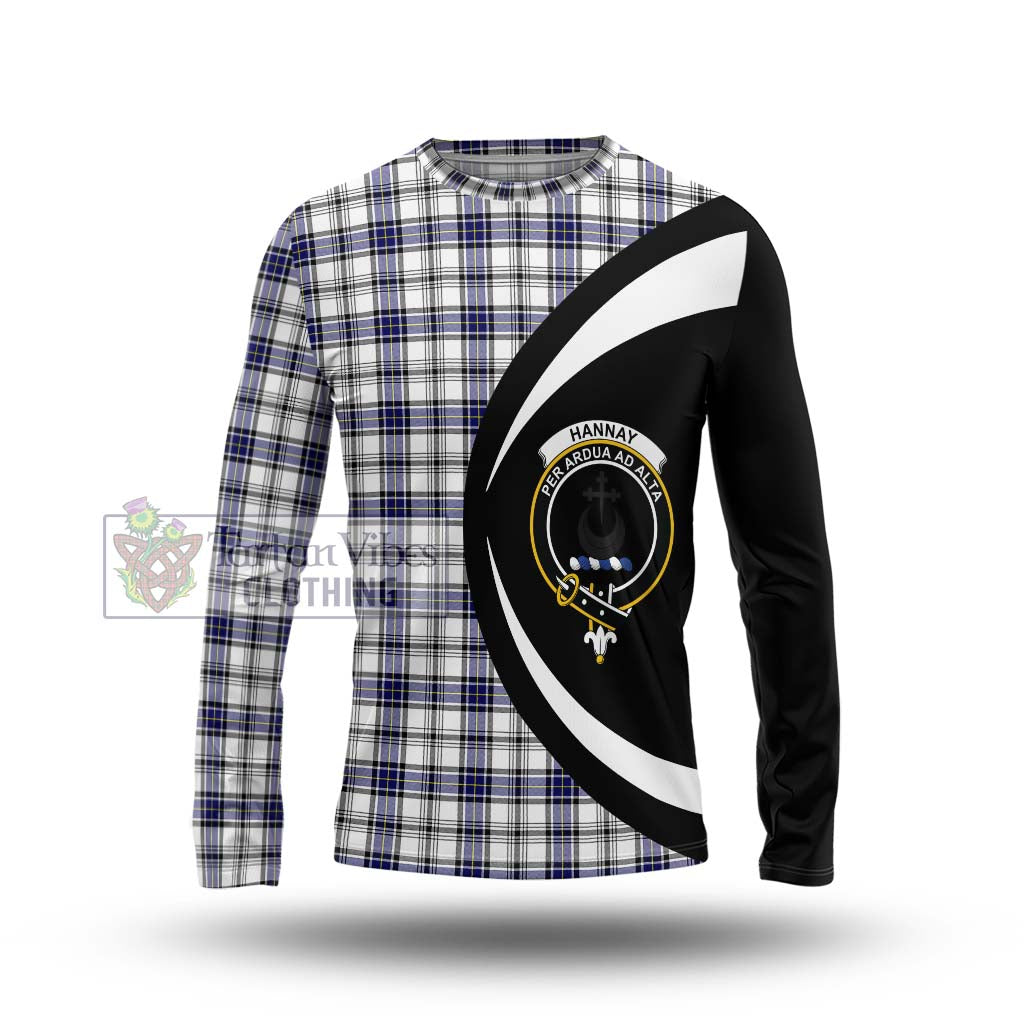 Hannay Tartan Long Sleeve T-Shirt with Family Crest Circle Style Unisex - Tartan Vibes Clothing