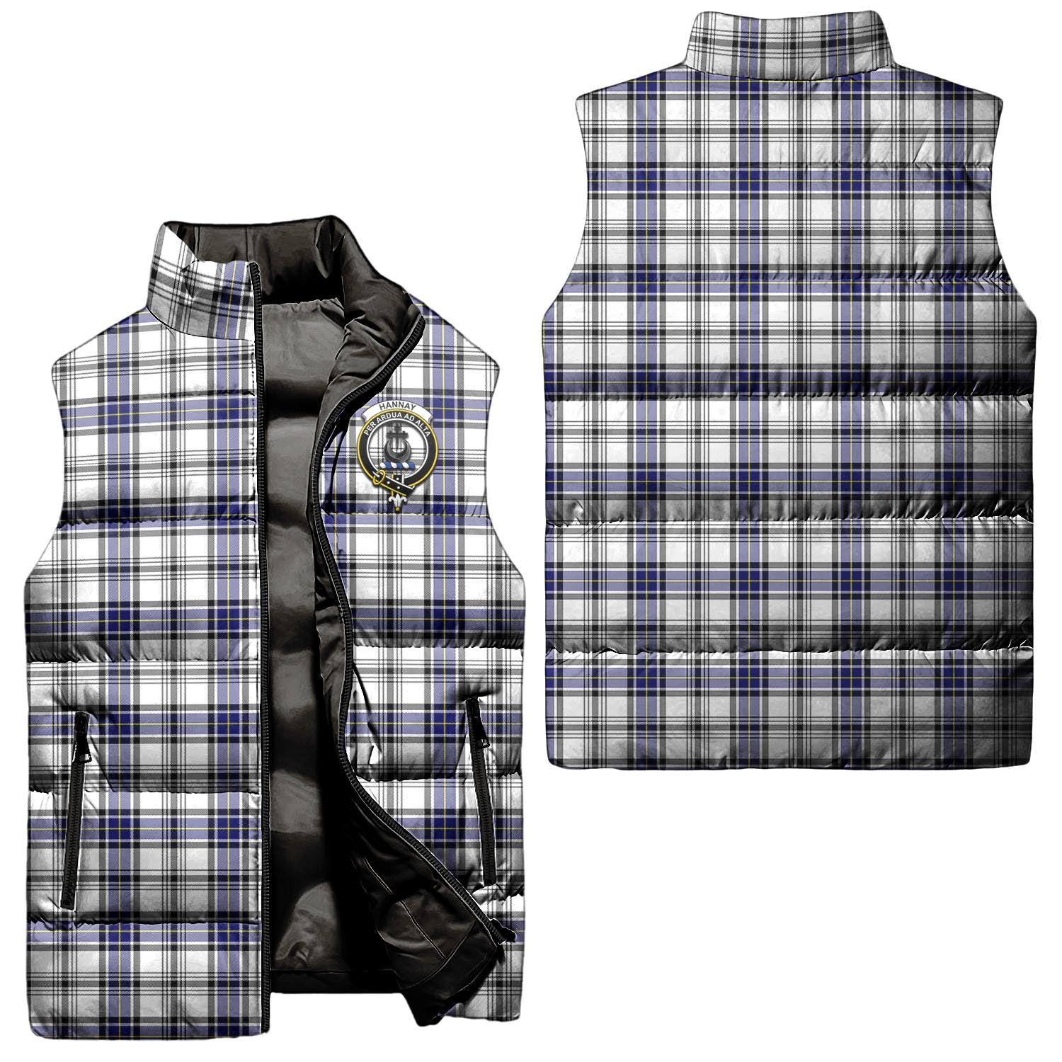 Hannay Modern Tartan Sleeveless Puffer Jacket with Family Crest Unisex - Tartanvibesclothing