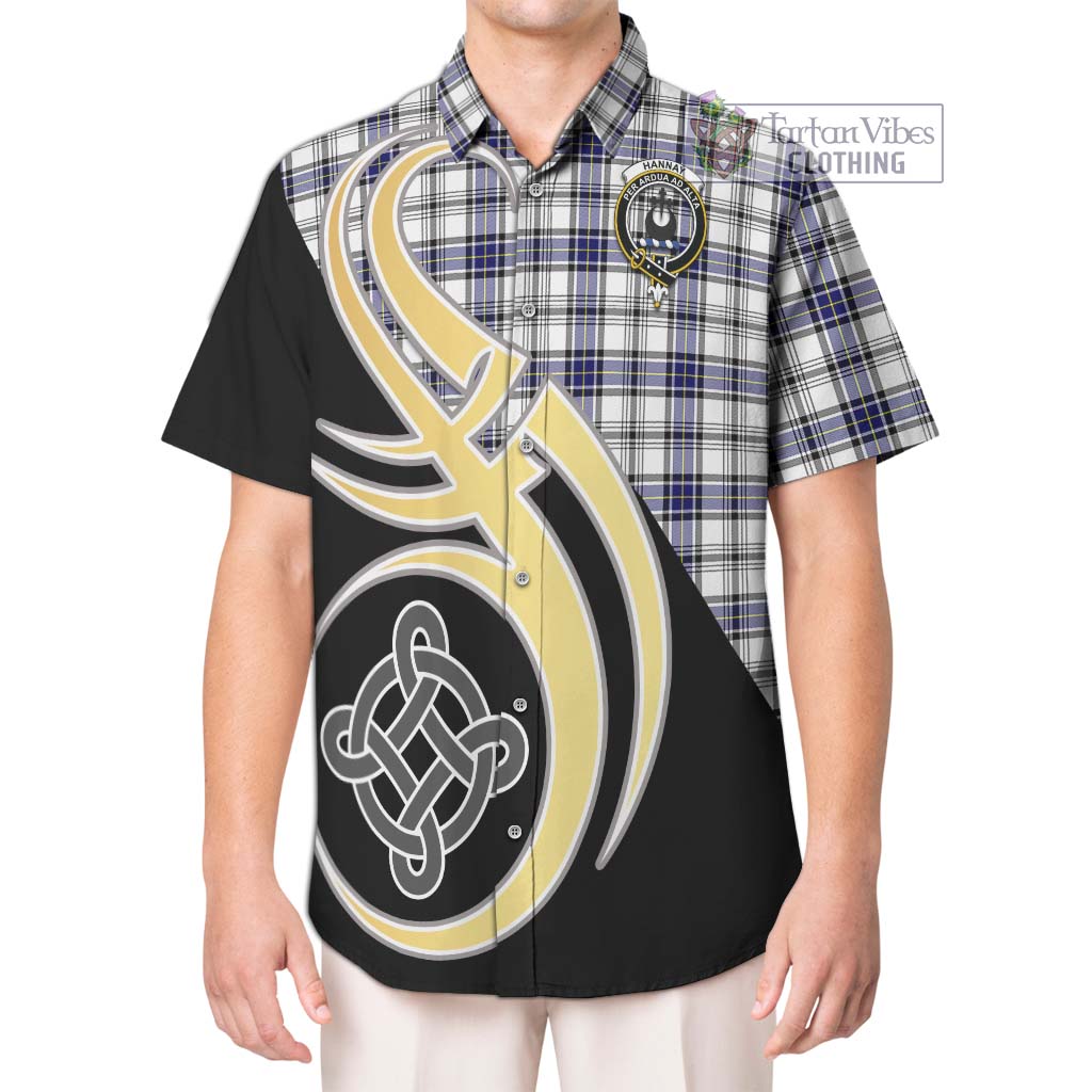 Hannay Tartan Short Sleeve Button Shirt with Family Crest and Celtic Symbol Style Kid - Tartan Vibes Clothing