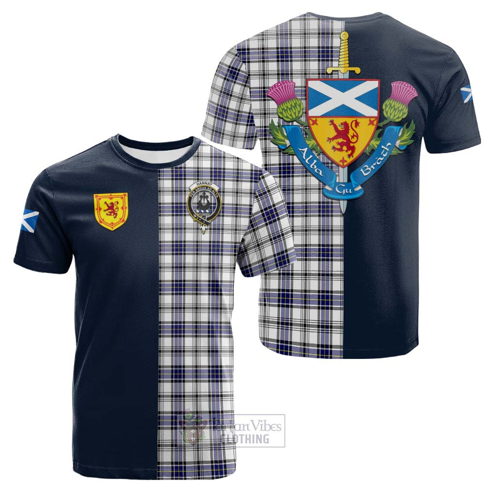 Tartan Vibes Clothing Hannay Modern Tartan Cotton T-shirt with Scottish Lion Royal Arm Half Style