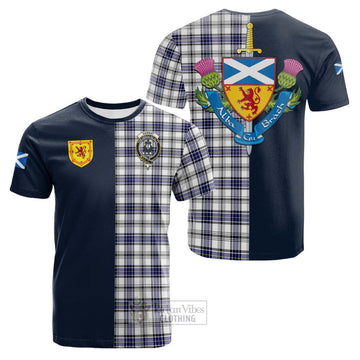 Hannay Tartan Cotton T-shirt Alba with Scottish Lion Royal Arm Half Style