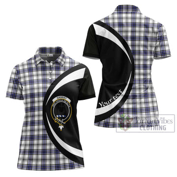 Hannay Tartan Women's Polo Shirt with Family Crest Circle Style