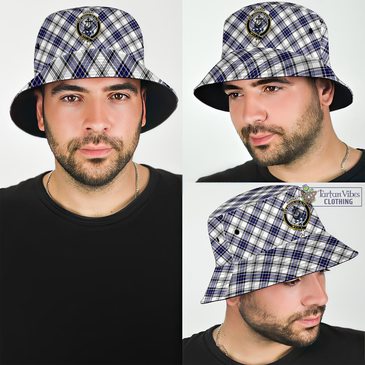 Tartan Vibes Clothing Hannay Modern Tartan Bucket Hat with Family Crest