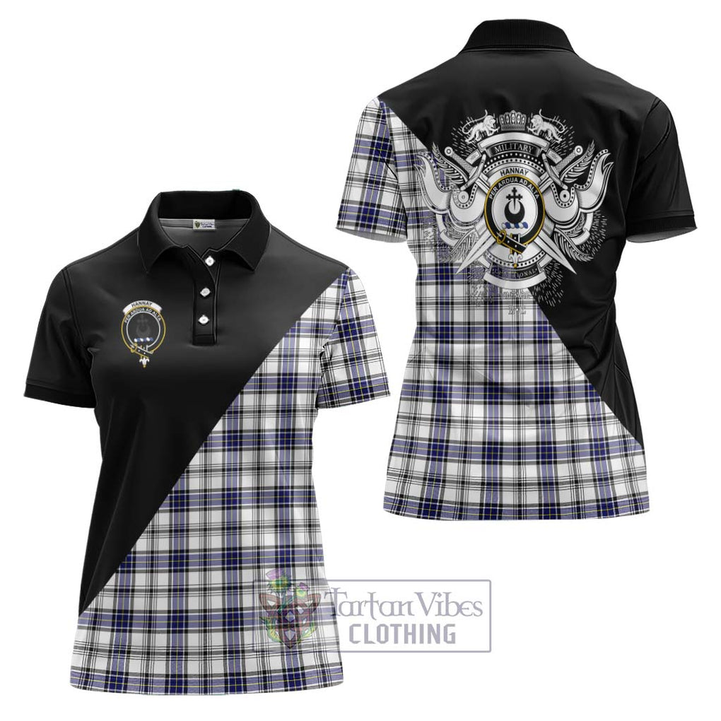 Hannay Tartan Women's Polo Shirt with Family Crest and Military Logo Style Women - Tartanvibesclothing Shop