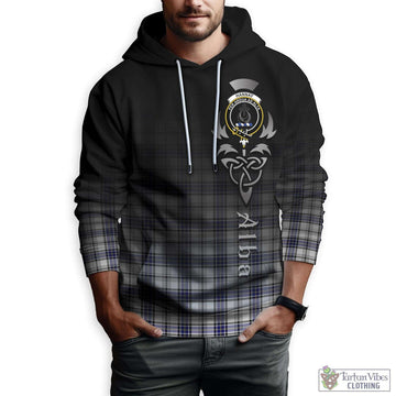 Hannay Tartan Hoodie Featuring Alba Gu Brath Family Crest Celtic Inspired