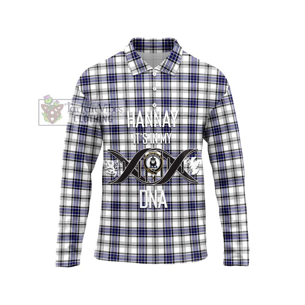 Hannay Tartan Long Sleeve Polo Shirt with Family Crest DNA In Me Style Unisex - Tartanvibesclothing Shop