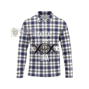 Hannay Tartan Long Sleeve Polo Shirt with Family Crest DNA In Me Style