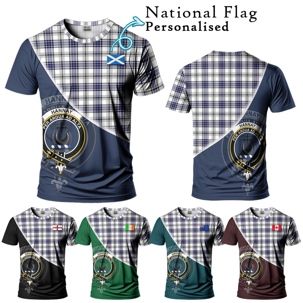 Hannay Tartan T-Shirt with Personalised National Flag and Family Crest Half Style Kid's Shirt - Tartanvibesclothing Shop