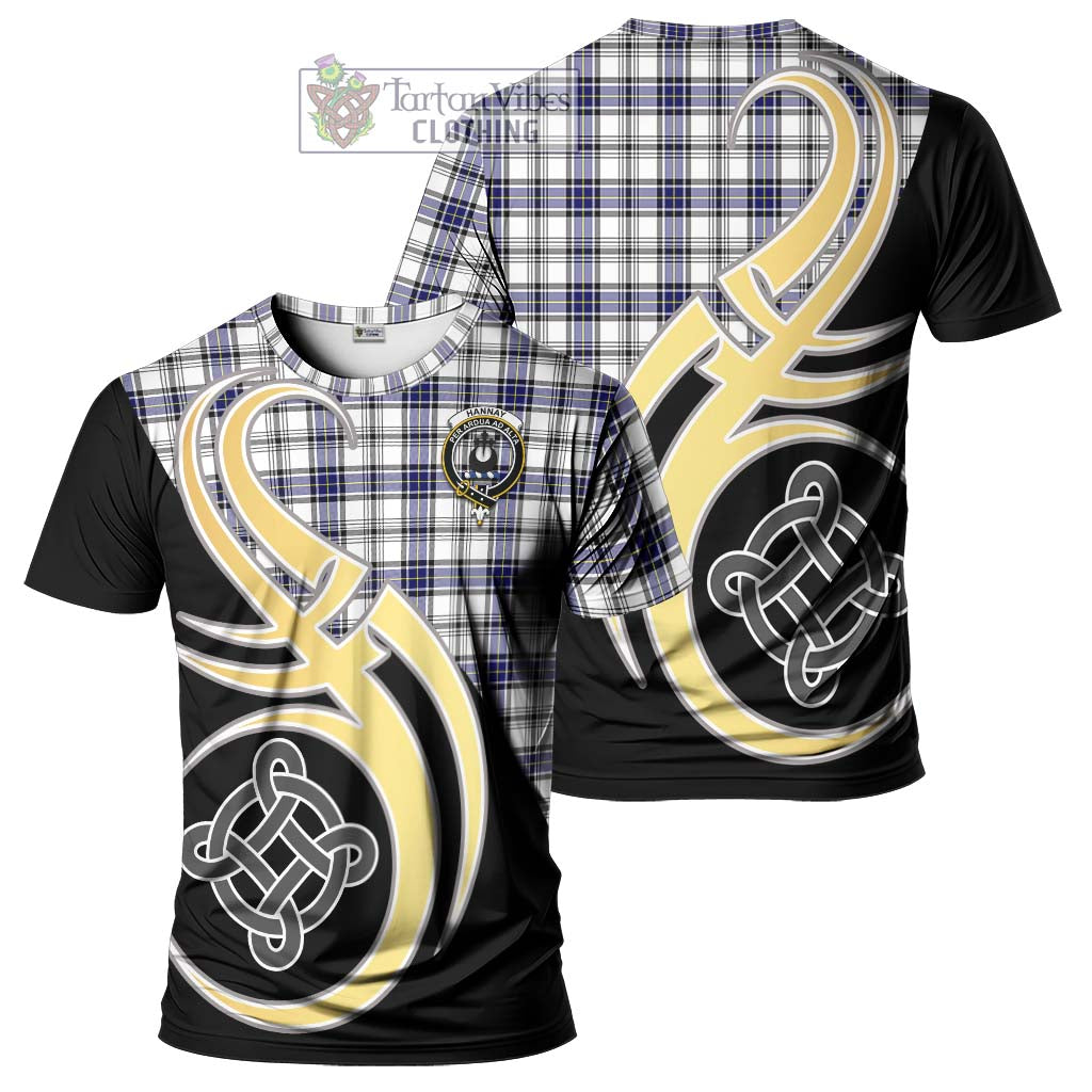 Tartan Vibes Clothing Hannay Modern Tartan T-Shirt with Family Crest and Celtic Symbol Style