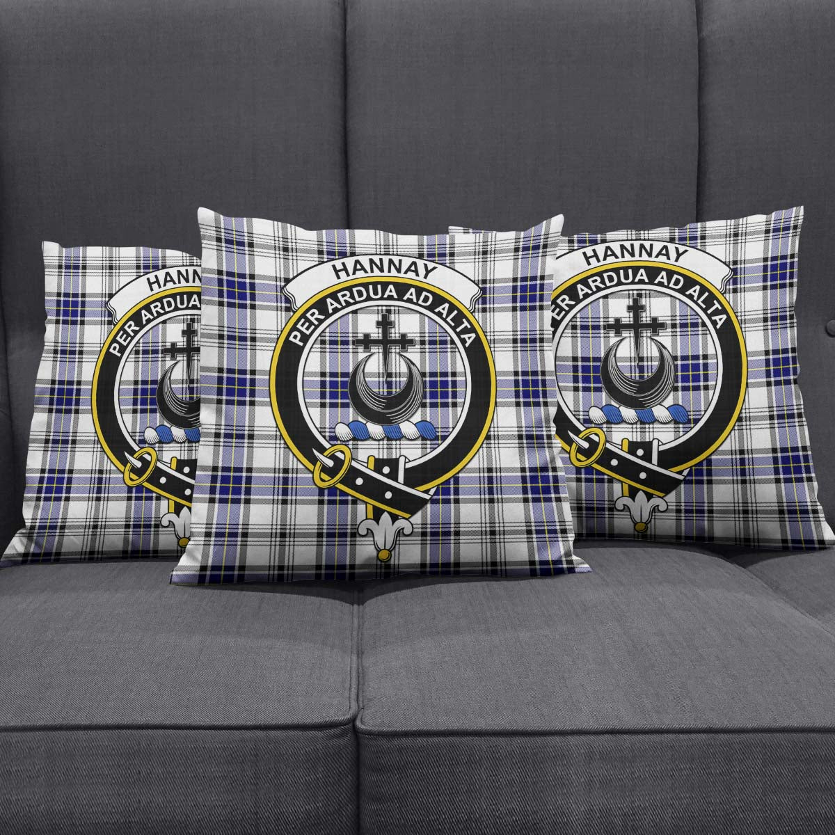 Hannay Modern Tartan Pillow Cover with Family Crest Square Pillow Cover - Tartanvibesclothing