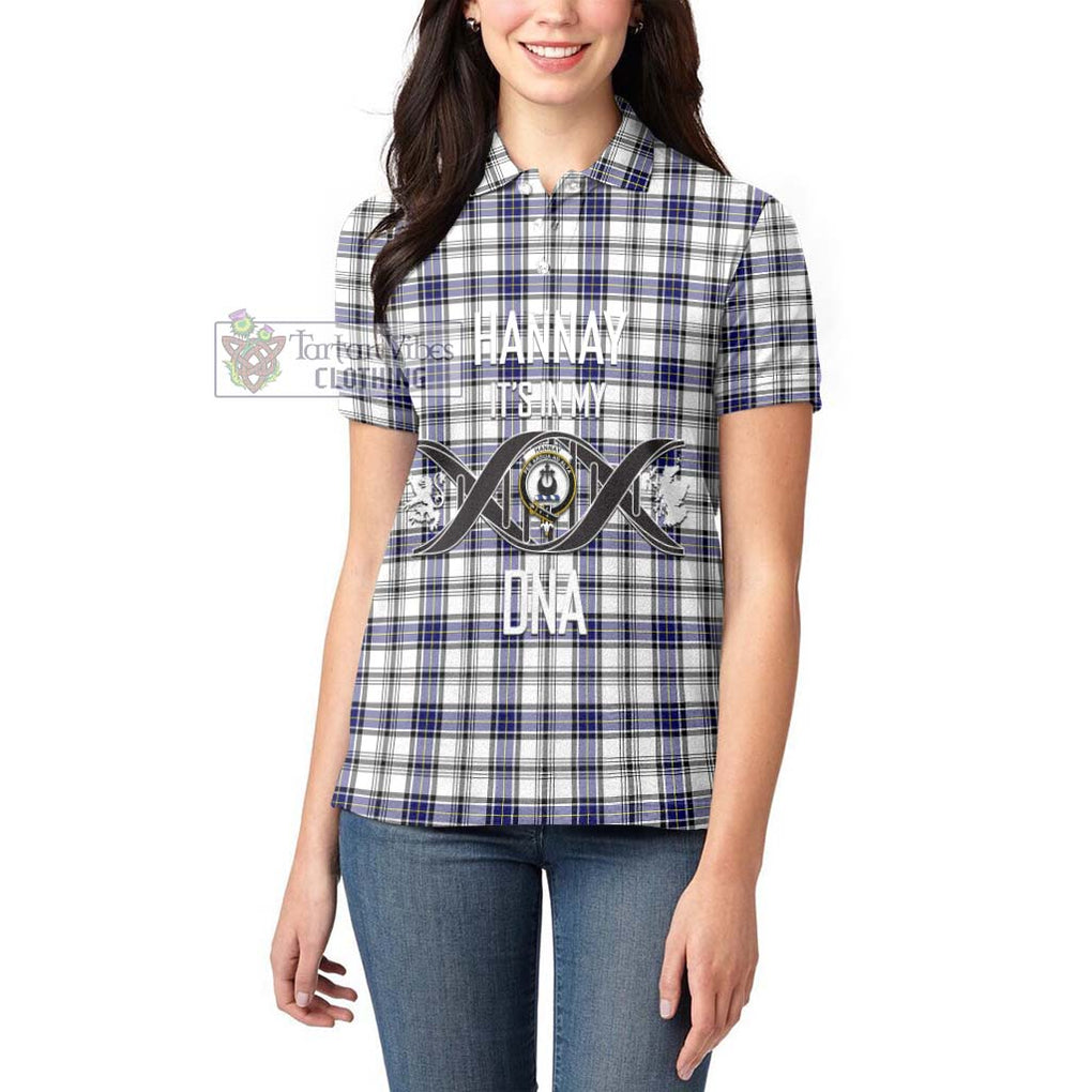 Hannay Tartan Women's Polo Shirt with Family Crest DNA In Me Style Women - Tartanvibesclothing Shop