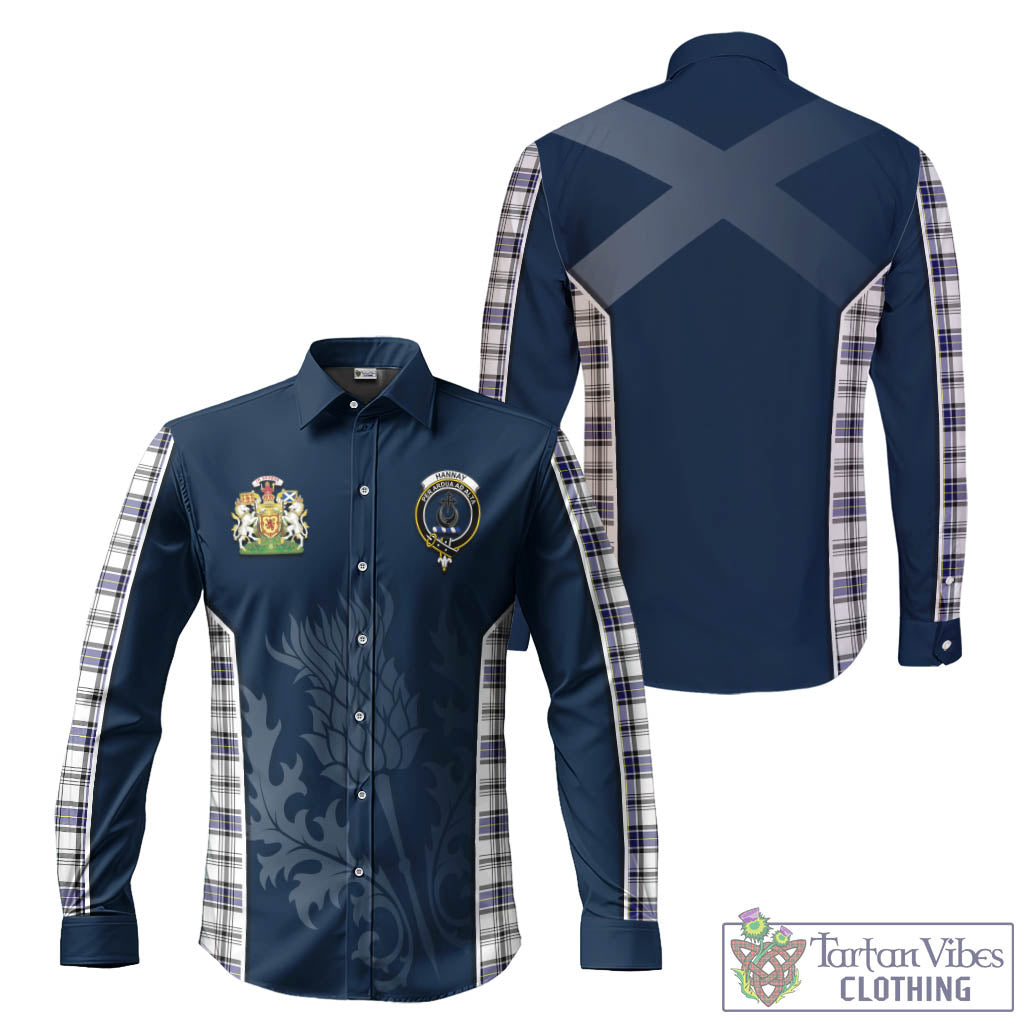 Tartan Vibes Clothing Hannay Modern Tartan Long Sleeve Button Up Shirt with Family Crest and Scottish Thistle Vibes Sport Style