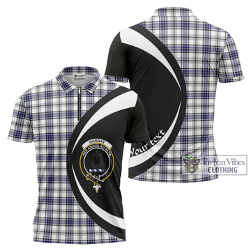 Hannay Tartan Zipper Polo Shirt with Family Crest Circle Style