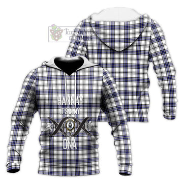 Hannay Tartan Knitted Hoodie with Family Crest DNA In Me Style