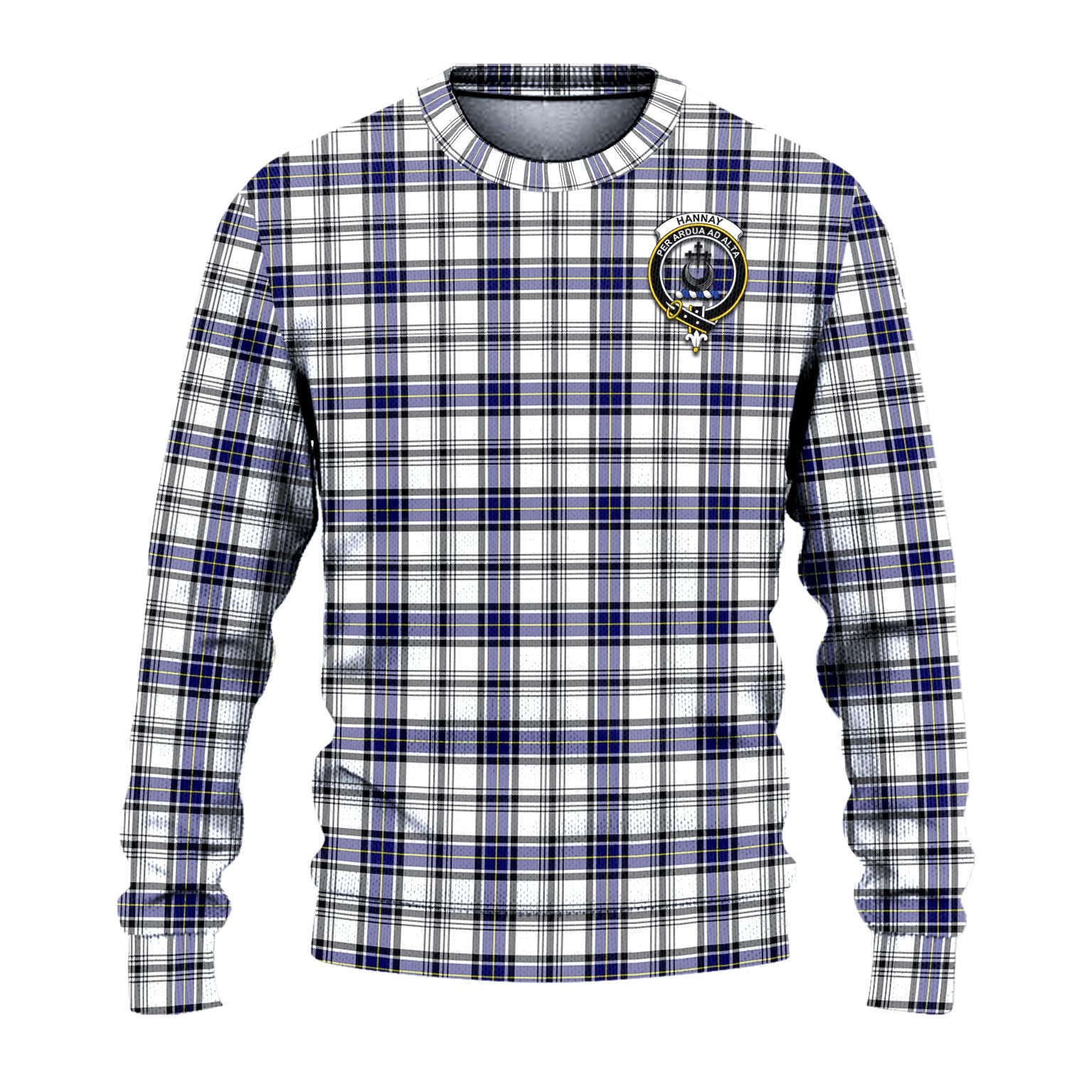 Hannay Modern Tartan Knitted Sweater with Family Crest - Tartanvibesclothing