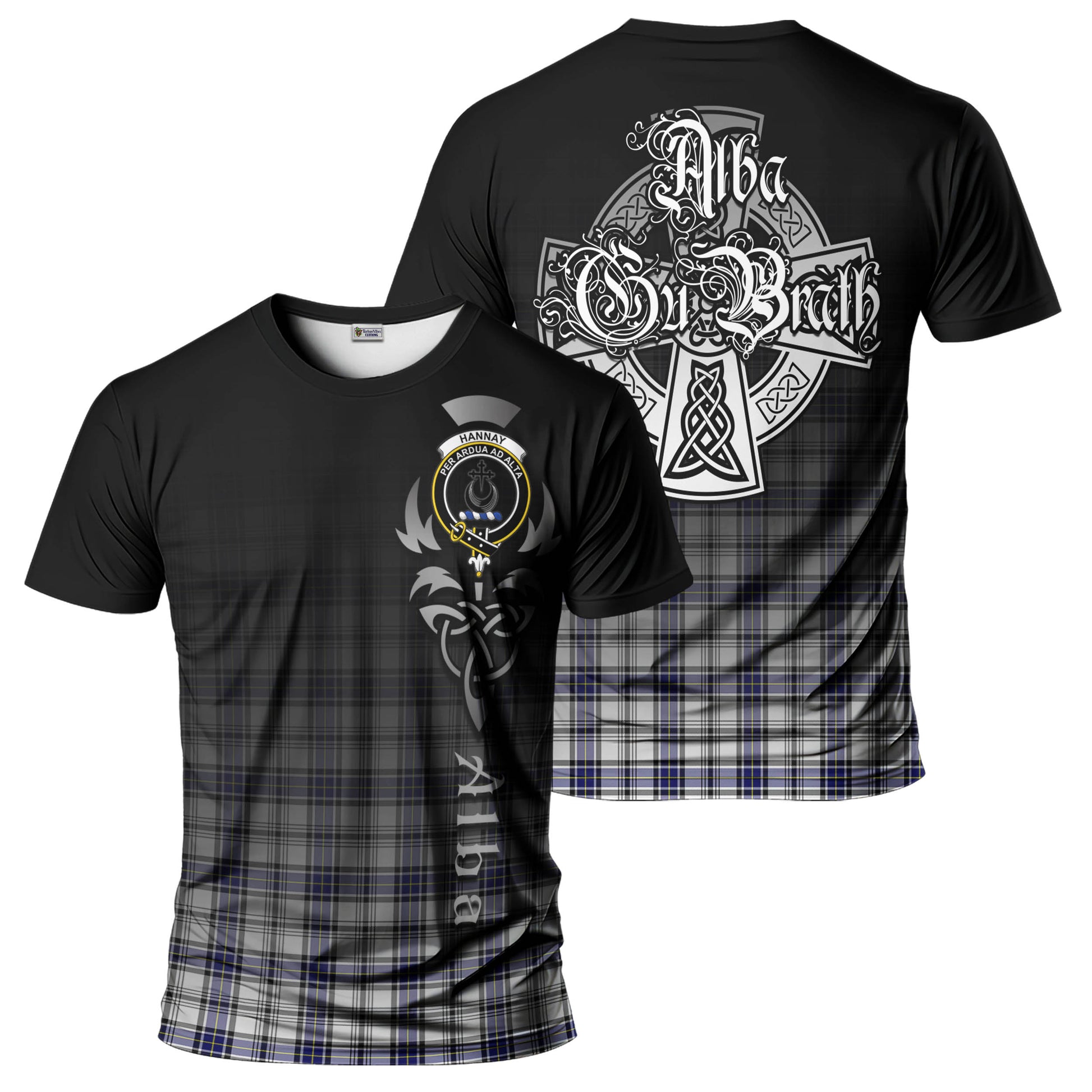 Tartan Vibes Clothing Hannay Modern Tartan T-Shirt Featuring Alba Gu Brath Family Crest Celtic Inspired